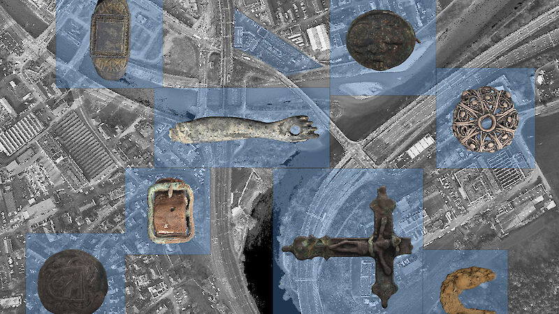 Collage mit Fundobjekten.