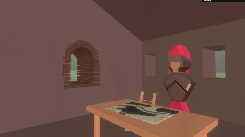 Experiment zur Darstellung von abstrakter Figur eines Soldaten in der Szene.