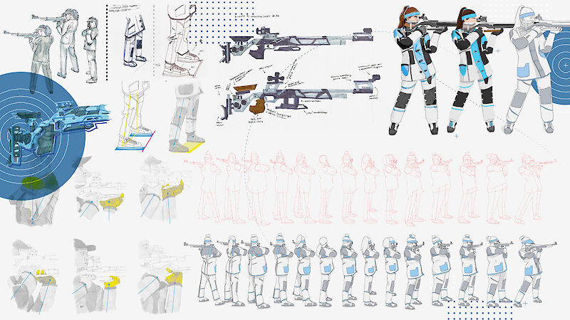 Der gestalterische Prozess vom Referenzbild, zur Skizze bis zur fertigen Vektorgrafik in 3 Schritten.
