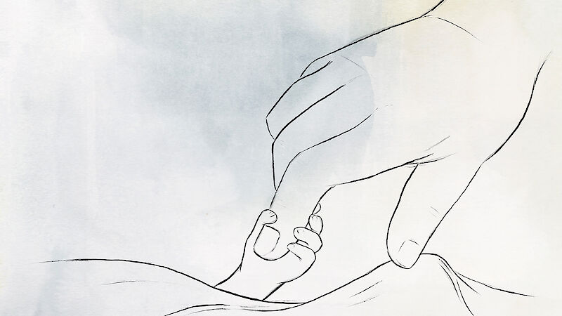 Kleine Hände voller Kraft – Fest umschlossen hält er die Hand seines Vaters.