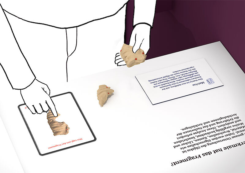 Die relevanten Merkmale des Fragments können mithilfe einer interaktiven Station erforscht werden.