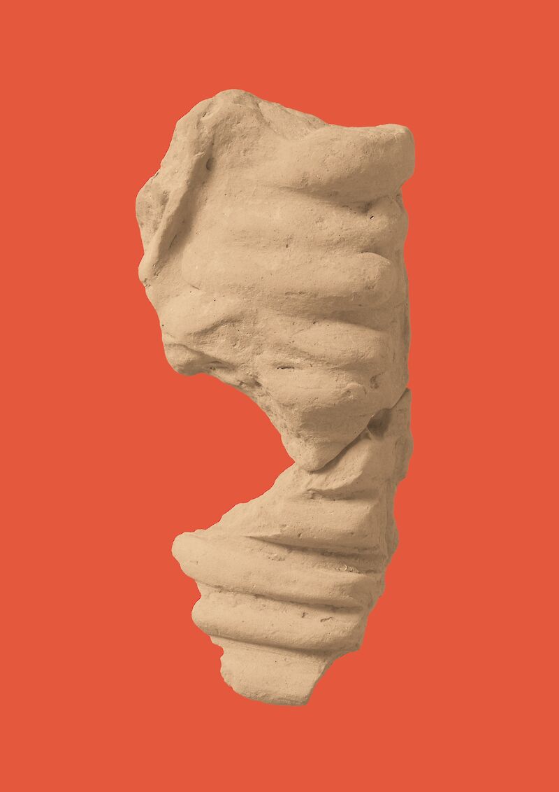Terrakottafragment gefunden im Jahr 1994 auf dem Monte Iato in Sizilien.
