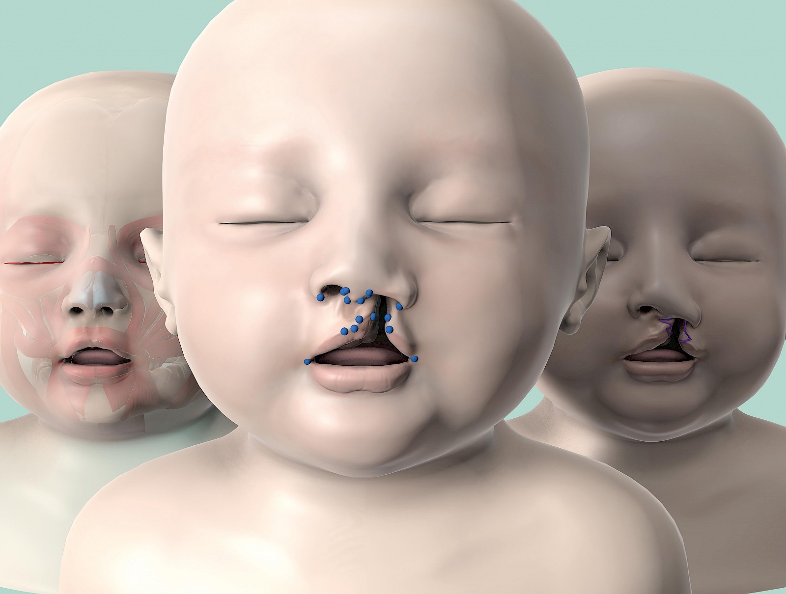 Bild oben: Für das interaktive Lerntool wurden verschiedene Modelle angefertigt, um die Referenzpunkte und Schnittmuster an unterschiedlichen Varianten zu üben.