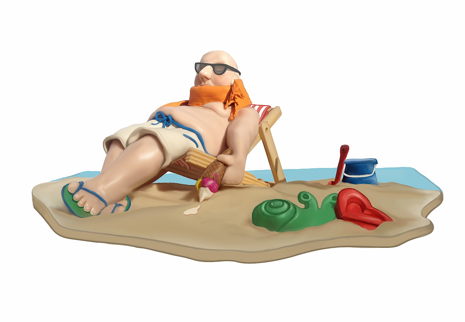 Merkbild Hypothyreose: Die Darstellung zeigt typische Symptome einer Schilddrüsenunterfunktion wie verminderten Appetit, Müdigkeit, Übergewicht und einen verlangsamten Herzschlag (Bradykardie).