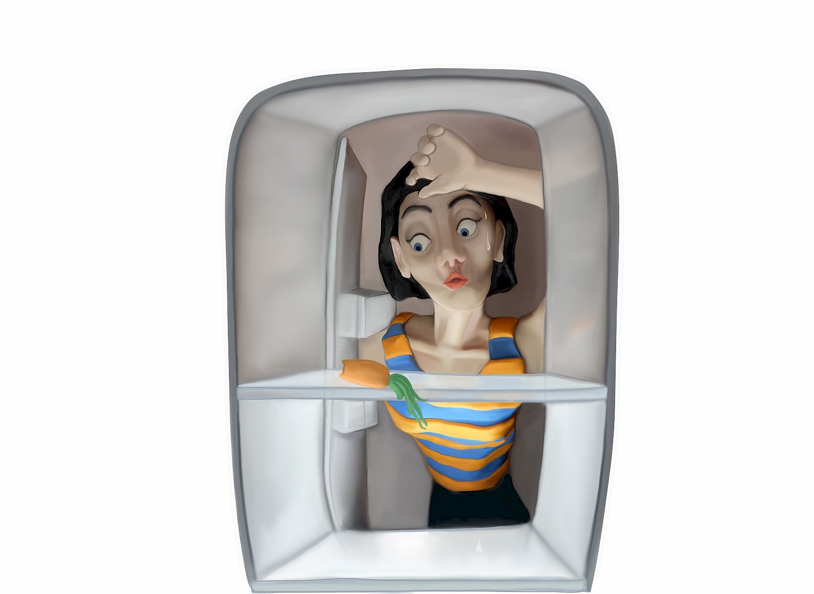 Merkbild Hyperthyreose:Weitere Symptome einer Hyperthyreose sind Schweissausbrüche und das Hervortreten der Augäpfel (Exophthalmus).