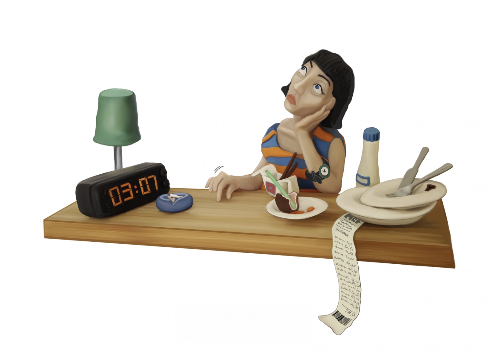 Merkbild Hyperthyreose: Eine Schilddrüsenüberfunktion kann sich durch Schlafstörungen, Unruhe, Nervosität sowie Gewichtsverlust trotz gesteigertem Appetit äussern.