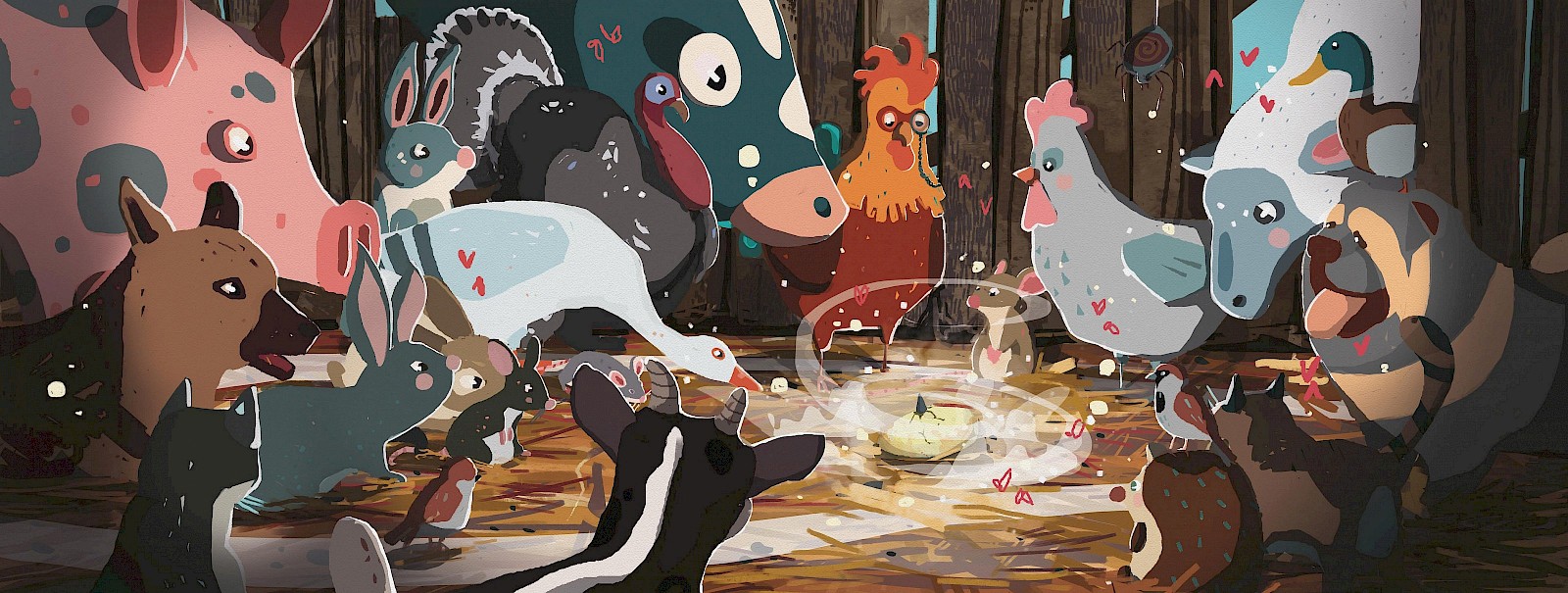 Ein goldenes Ei versetzt die Bauernhoftiere in helle Aufregung.