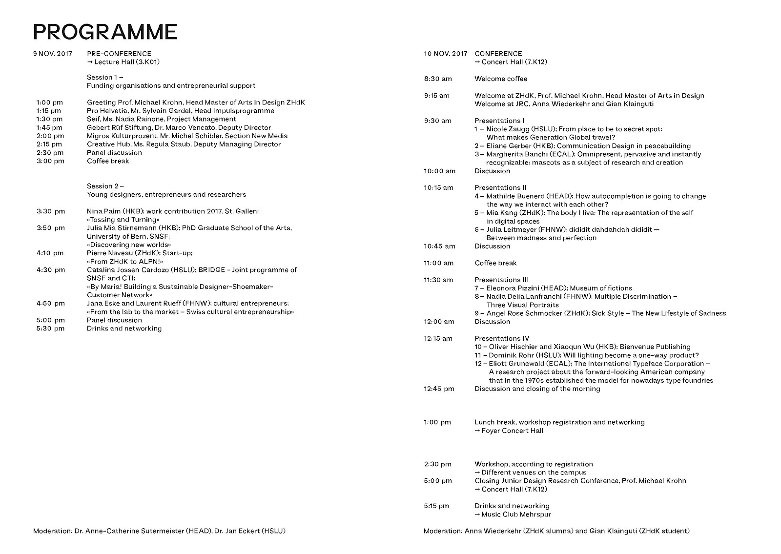 Junior Design Research Conference am 10. November
