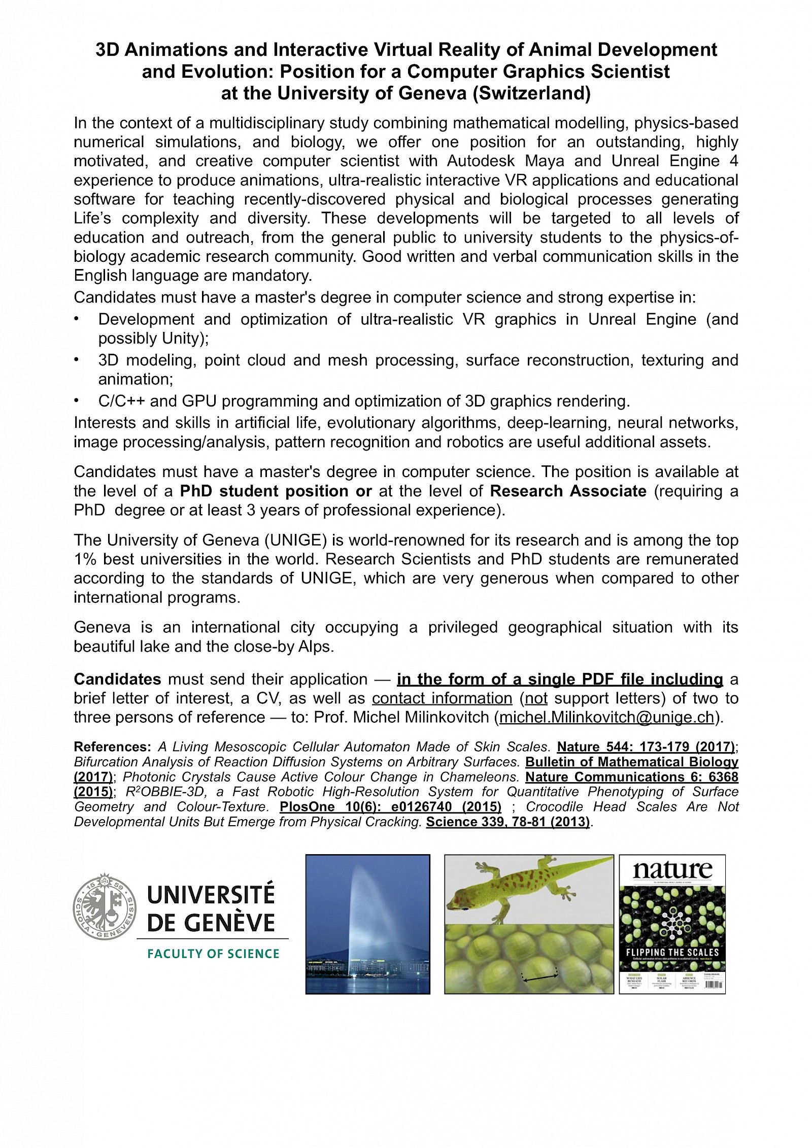 Stellenausschreibung: 3D-Visualisierung Entwicklung/Evolution von Tieren