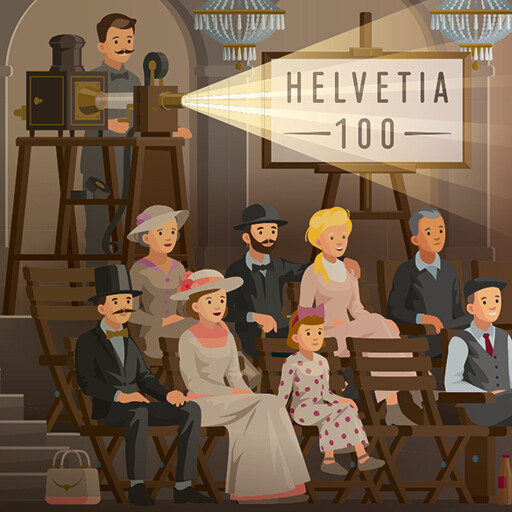 Ausschnitt «Ab 1895» mit dem Projektor von Lumière, © Die Post