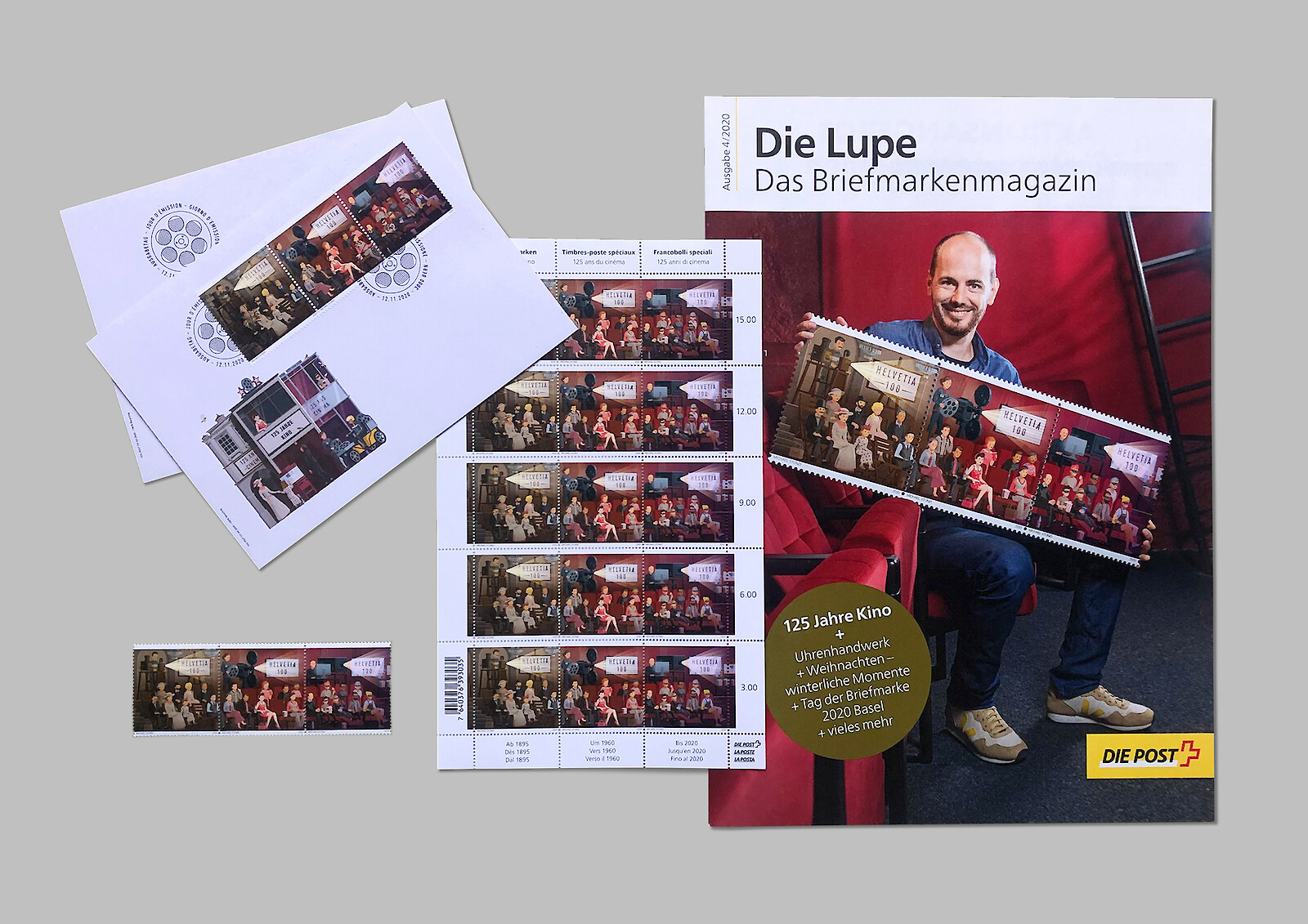 Ersttagsumschlag, Marke und Magazin «Die Lupe» Ausgabe 4/2020, © Die Post