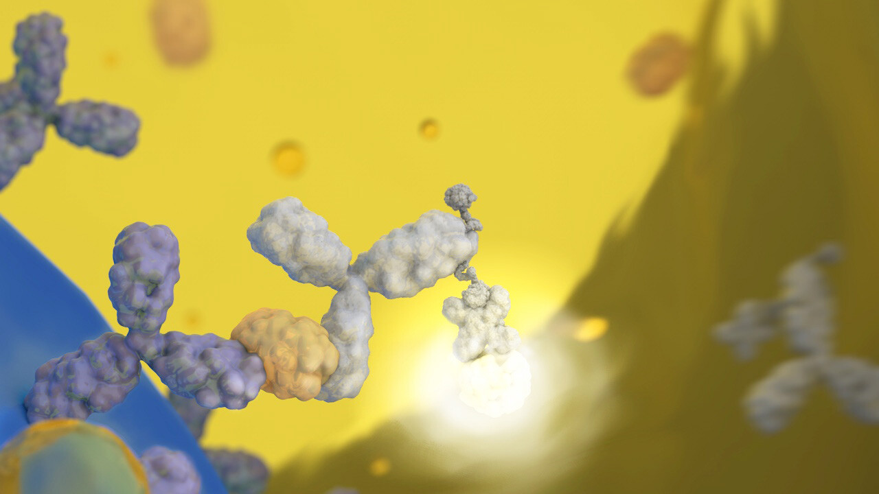 Helena Klein, Zoom-Bildserie des Immunassays von PROBAN: «Schrittweise gelangt man von der Außensicht innerhalb von 3 Zoom-Schritten mitten in das Geschehen auf molekularer Ebene. Angetrieben von der Neugier und Spannung dem mysteriösen Leuchten auf die Schliche zu kommen wird nebenbei das Wissen über die Methode vermittelt.»