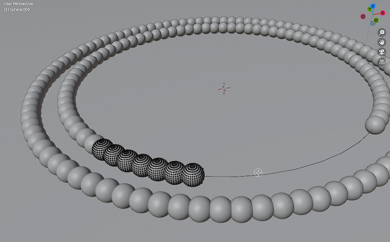Screenshot von dem Prozess der Aniamtion der Szene mit den DNA Ringen.