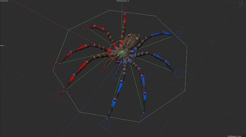 Rig der Spinne für die Animation.