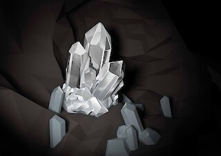Visualisierung eines Bergkristalls.