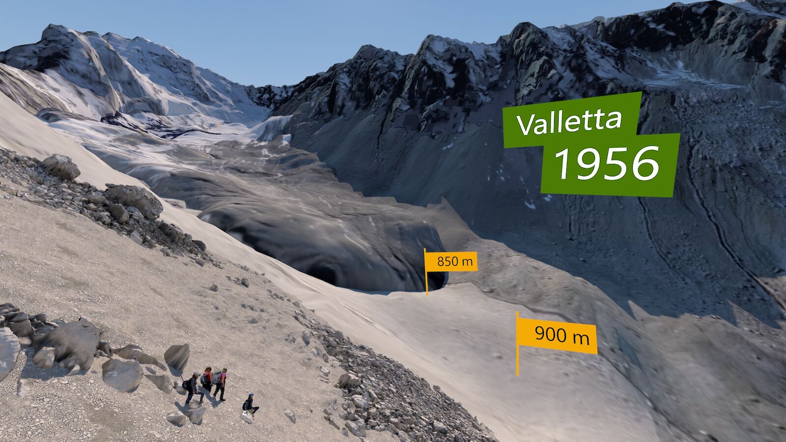 Blockgletscher Valletta 1956 aus der Perspektive von Bergsteiger:innen