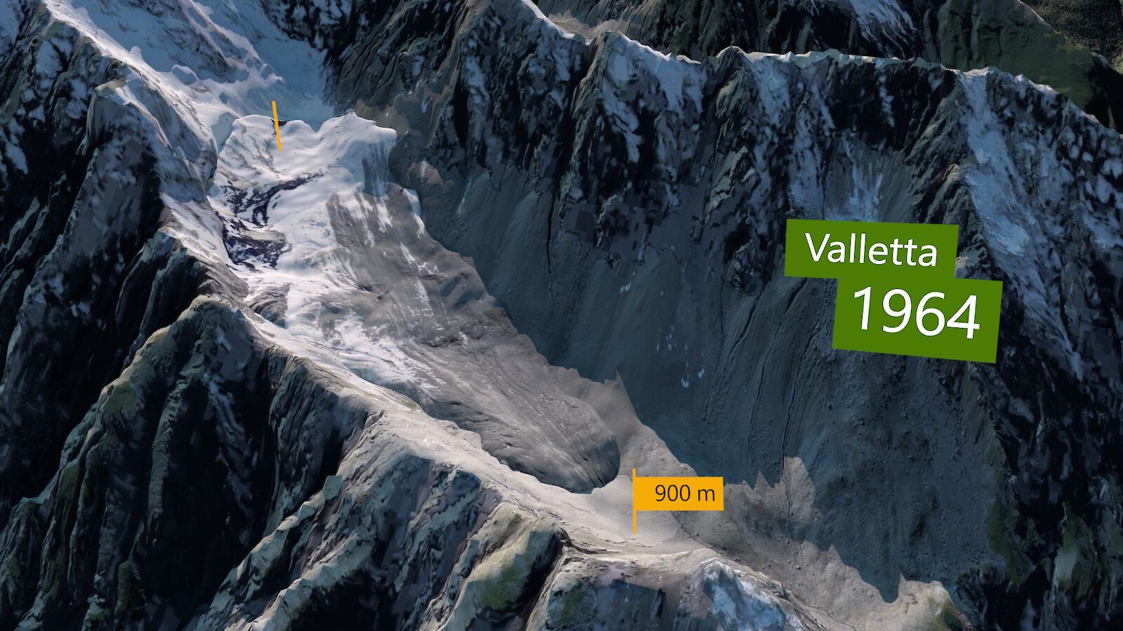 Blockgletscher Valletta 1956 von der Vogelperspektive