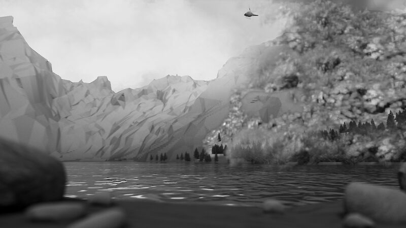 Prozess Bergsturz. Gewaltige Steinmassen donnern auf den Oeschinensee zu.