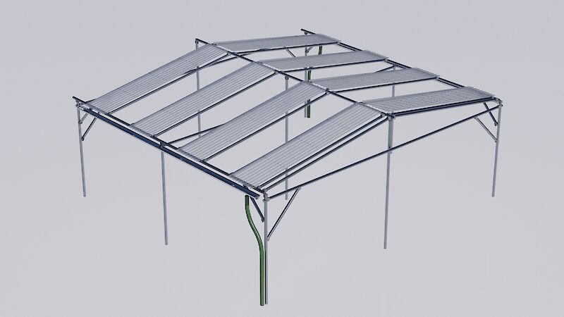 3D Modell der Regenauffangdächer, gemäss Plan und Fotografien.