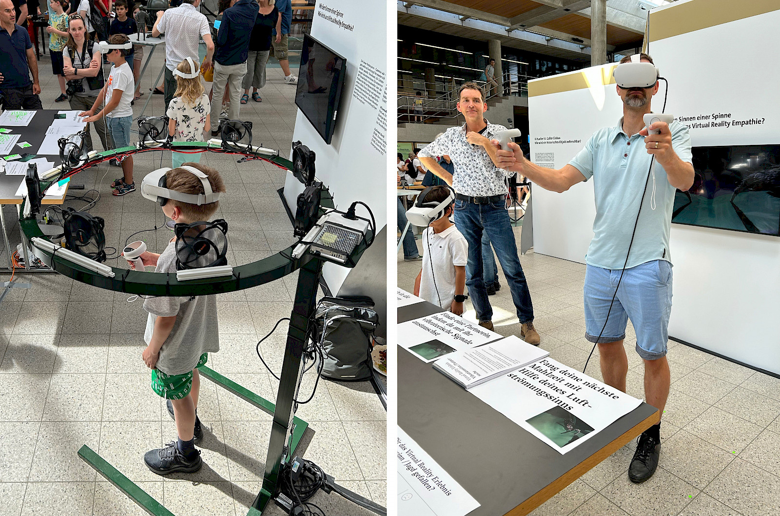 Die Prototypen mit Luftströmung zur Jagd; und mit Vibrationssinn zur Balz, an der Wissenschaftsmesse Scientifica 2023