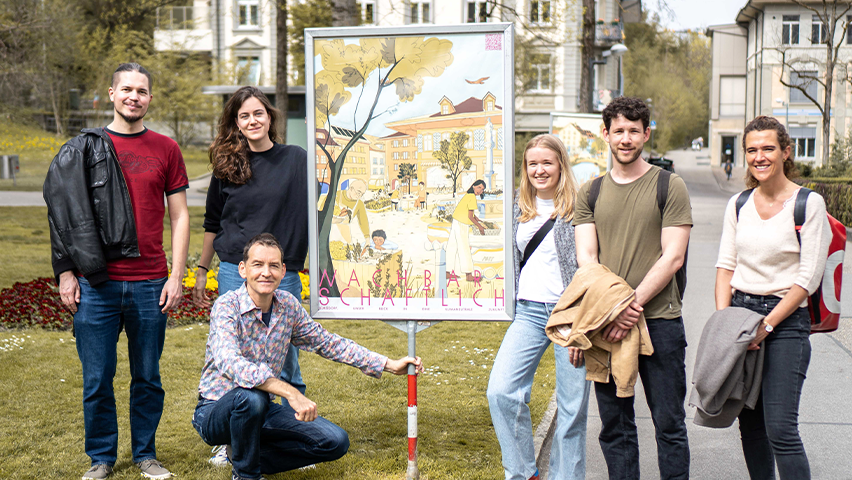 Projektteam: Elena Kaeser, Simone Stolz (Gestaltung, Forschung Knowledge Visualization); Raphael Gschwind (Mentorat, Dozent Knowledge Visualization); Niklaus Heeb (Leitung); Rahel Arnold (Grafik); Severin Marty (Wissenschaftliche Begleitung, ProClim, SCNAT).