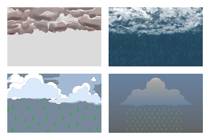 Variationen der Gestaltung von Wolken.