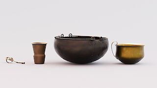 Rekonstruktion Grabbeigaben des archäologischen Befunds.