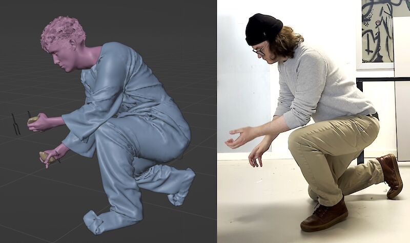 Komplexe Bewegungsabläufe wurden am Modell mittels Motion Capture erfasst und anschliessend auf die entsprechenden 3D Modelle angewendet.