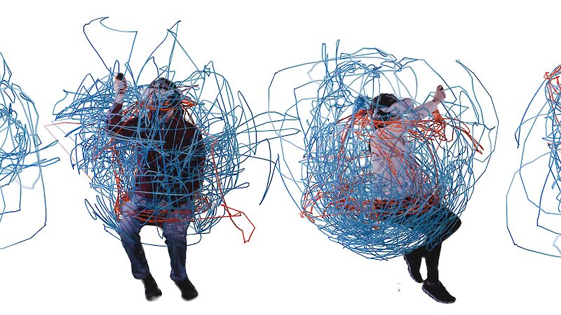 A collage showing the sum of all interactions per person during the test, visualized using the controller tracking data.
