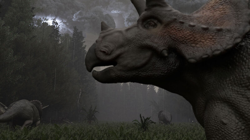 Die Triceratops gerieten in einen Sturm.