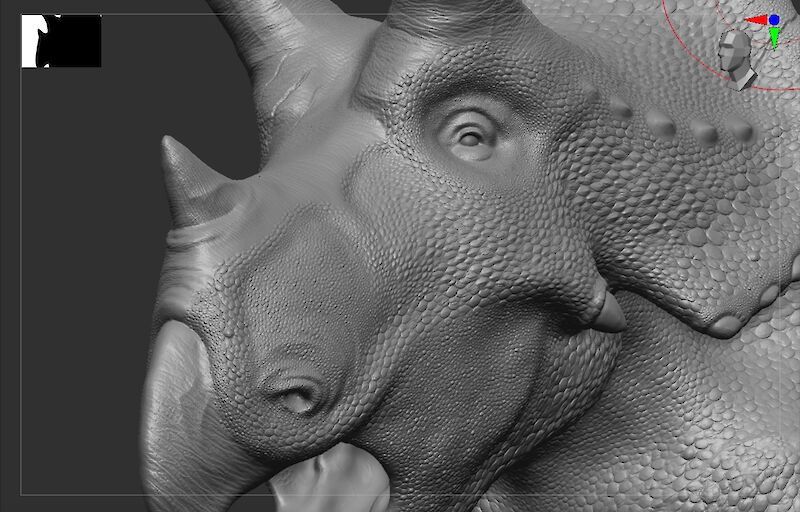 Das 3D-Modell des Triceratops wurde in ZBrush modelliert.