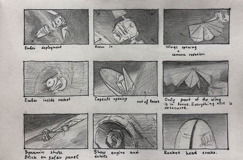 Storyboarding and experiments with composition.