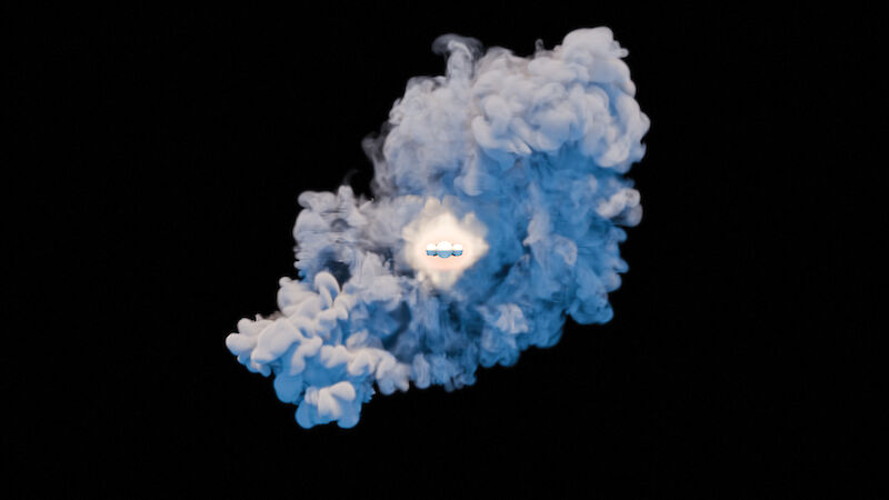 Experiments with rocket smoke in Blender, 3D.