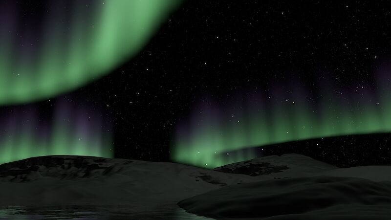 Rendering der Polarlichter.