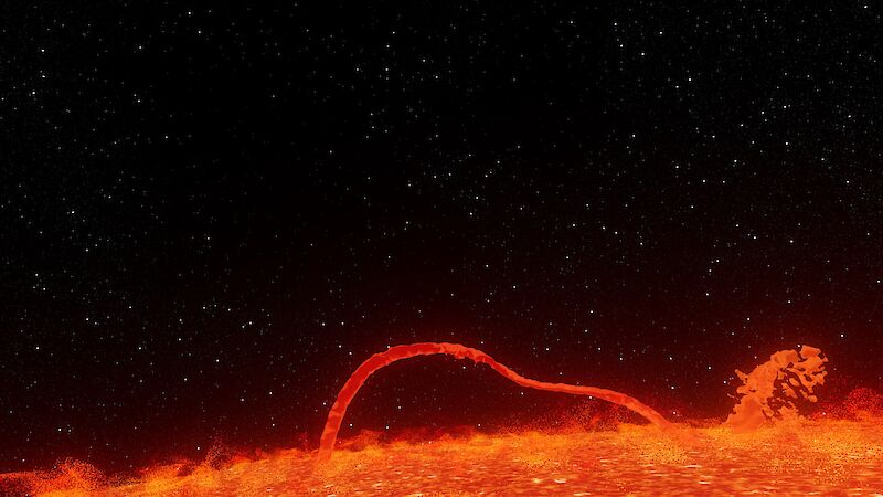 Variante des Magnetbogens auf der Sonne mit Plasma.