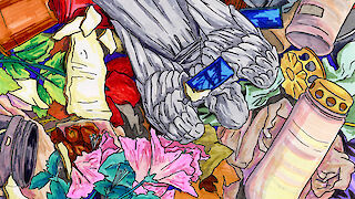 Abfälle auf dem Waldfriedhof Lauheide bei Münster (Westfalen).