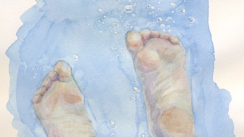 Abgetaucht, Aquarellskizze.